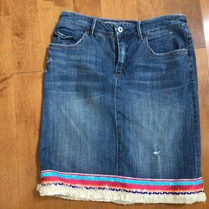 Anthropologie Fringed Jean Skirt